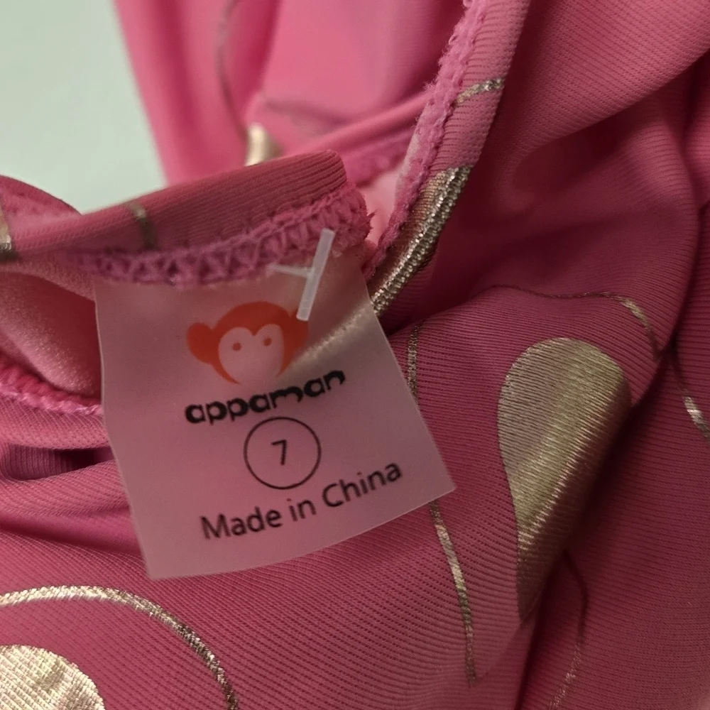 Appaman Calla One Piece Swimsuit Pink Rose Gold Hearts 7